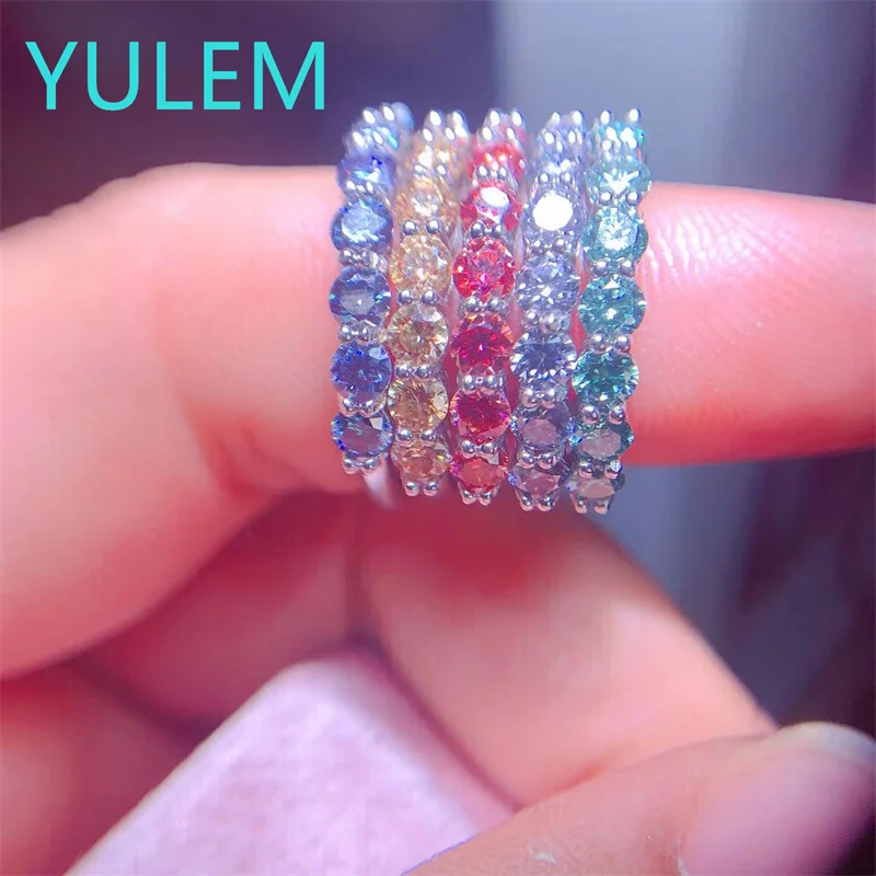 VVS Full Moissanite Rings for Women Engagement Wedding Eternity Band Sparkling Diamond with GRA 925 Sterling Silver Ring