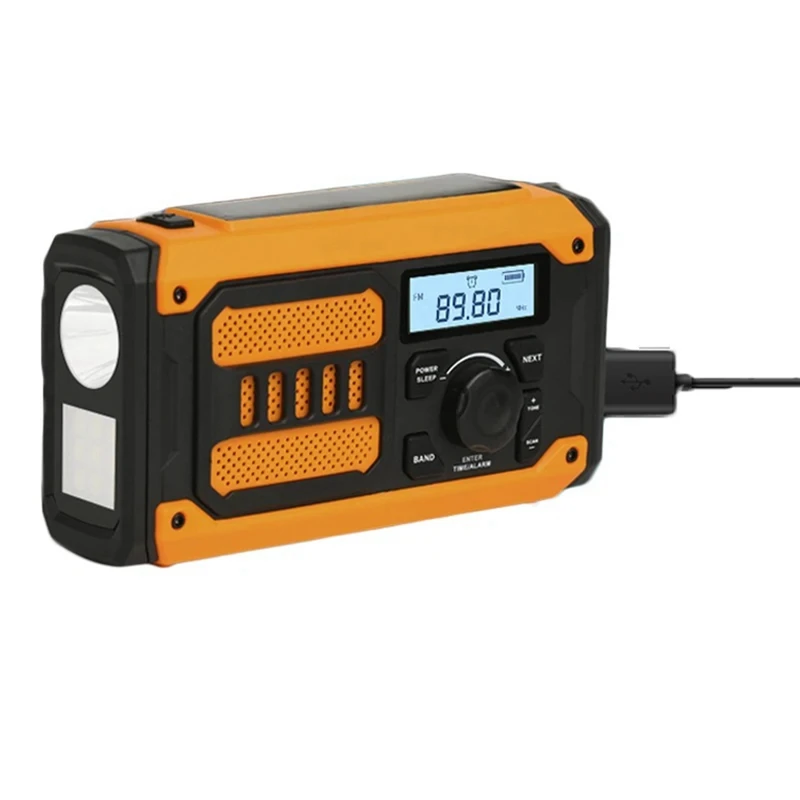 

Portable Emergency Solar Rechargeable Radio Mini FM AM Hand Crank Emergency Radio With LED Flashlight Power Bank