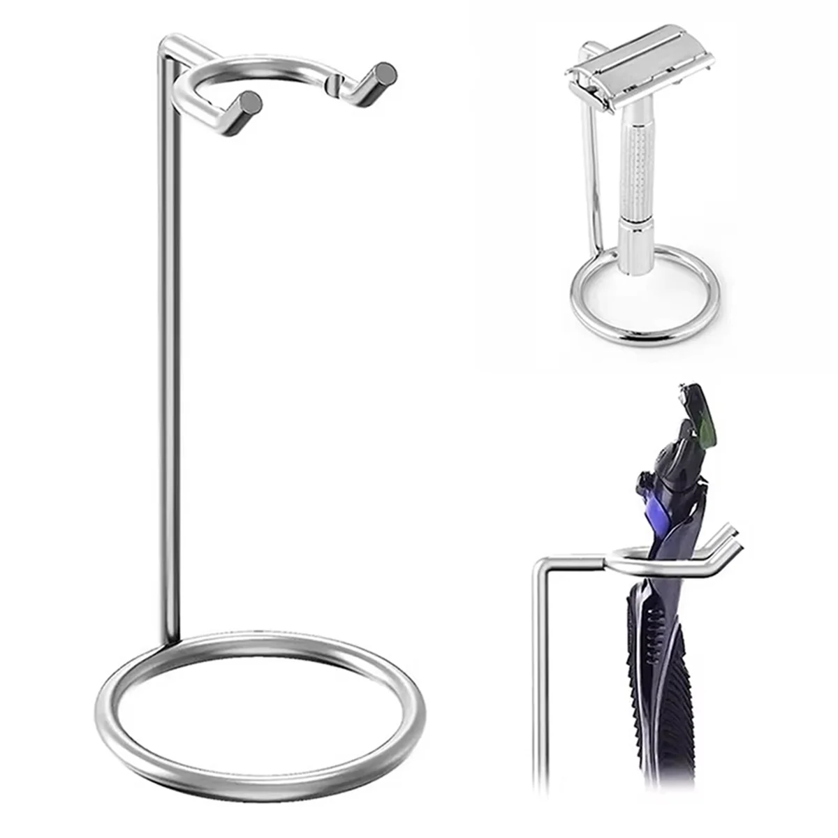 ABXHH 男性メタルアートシェービングブラシスタンドかみそりベースクロームシルバーシェービングかみそりひげクリーンシェーバーキットカートリッジ簡単にキャリー