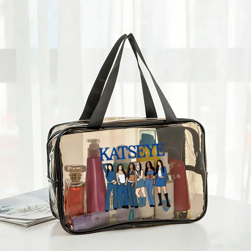 Travel Handheld Pvc Makeup Bag KATSEYE World Tour with Zipper Closure High Quality Toiletry Organizer Women Kpop Fan Gifts
