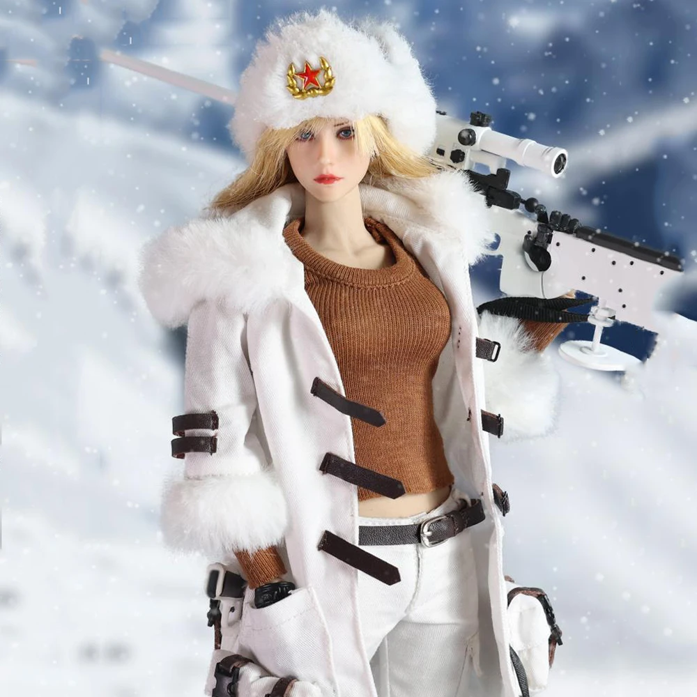 Collectible BBK BBK018 1/6 Scale Snow Sniper Skier Girl 12 inches Female Solider Action Figure Full Set Model for Hobby Gifts