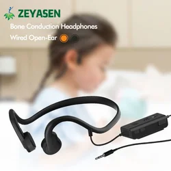 Bone Conduction Headphones Wired 3.5mm Built-in Battery Waterproof Sports Headset Not In The Ear & Hearing Aid For Adults Kids