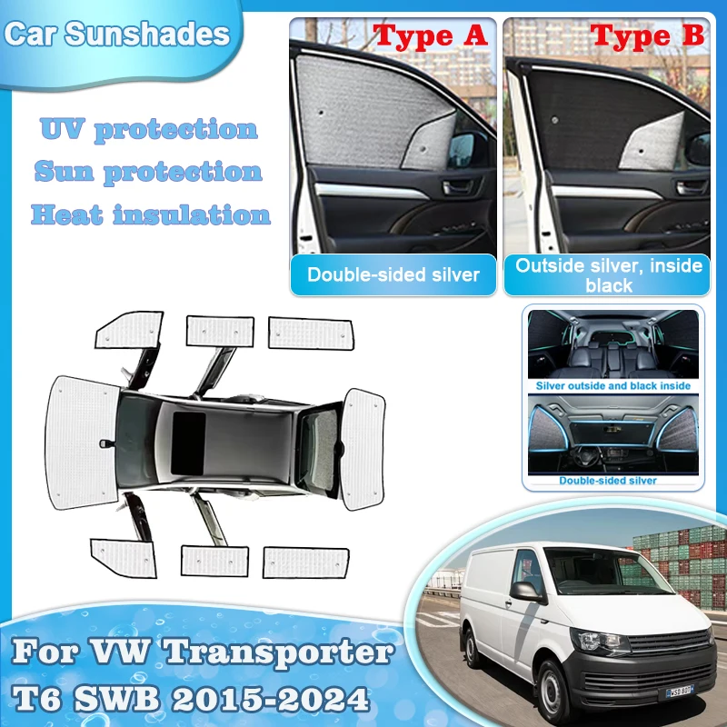 

Car Sun Shade For Volkswagen VW Transporter T6 SWB 2024-2015 Sunshade Windshield Side Window Anti-peeping Tools Cars Accessories