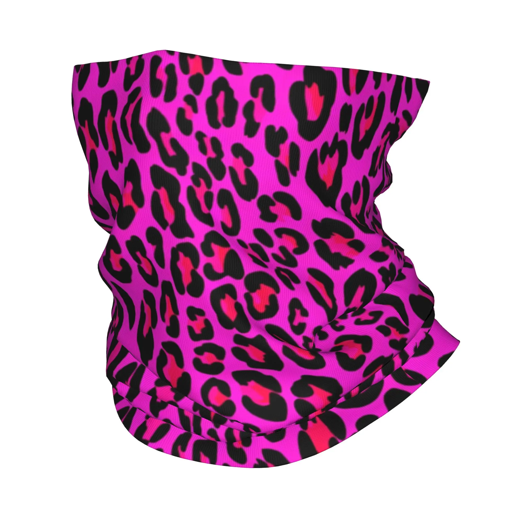 Pink Leopard Print Bandana Neck Gaiter UV Protection Face Scarf Cover Men Women  Headwear Tube Balaclava