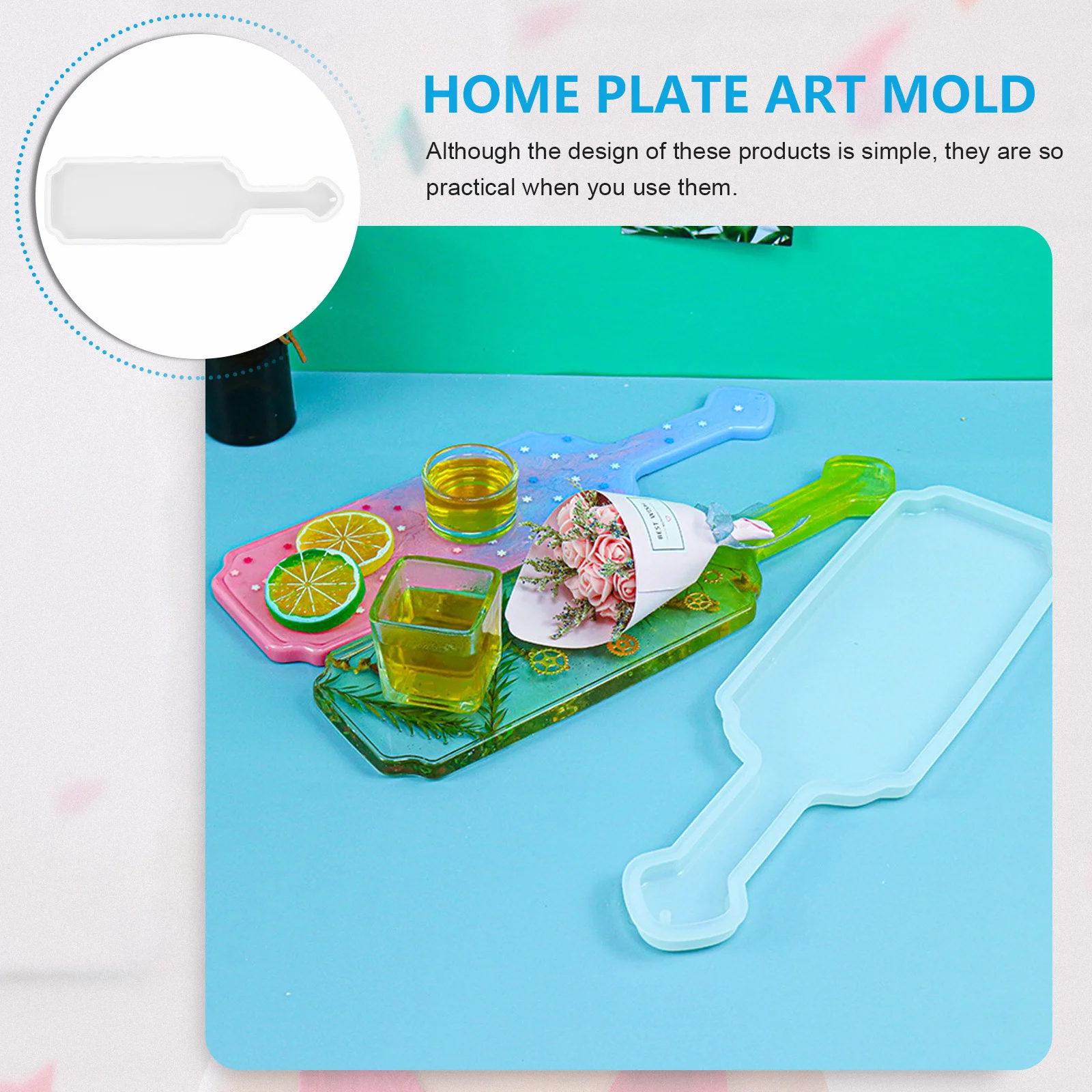 

DIY Silicone Paddle Shaped Plate Mold Tray Making Molds Flexible Durable Reusable Creative Handicrafts Practical Design