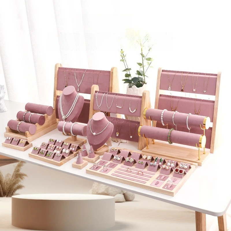 

Exquisite Jewelry Displays Rack Counter Necklace Showcase Stand Bracelet Rings Show Holder Jewellery Live Pictures Display Props