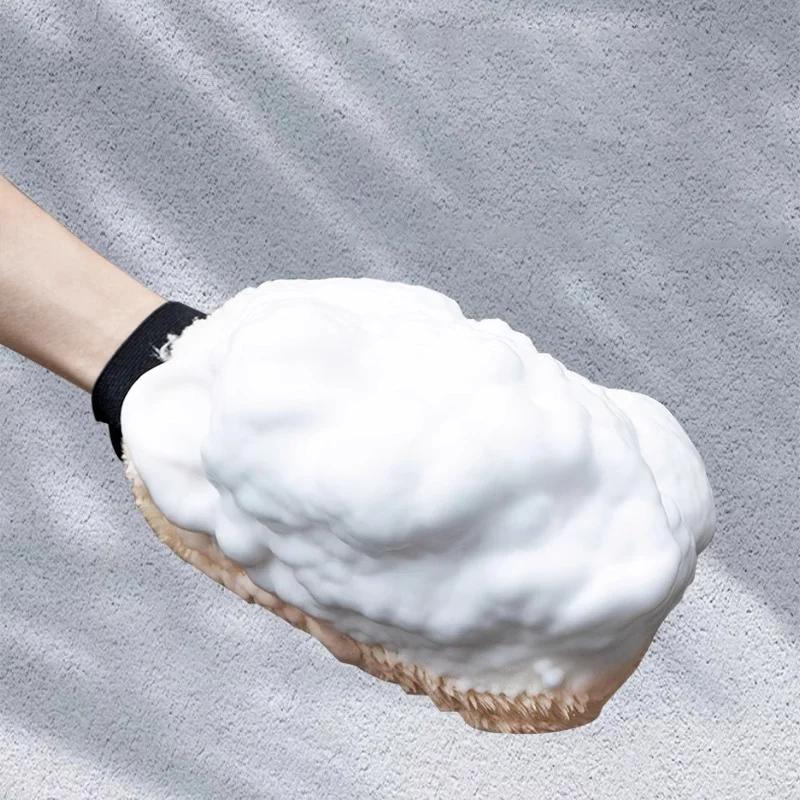 1/5 قطعة على الوجهين أفخم قفازات غسيل السيارات لينة سميكة تقليد الصوف مسح سيارة الغبار قفاز تلميع الصبح أدوات تنظيف #5