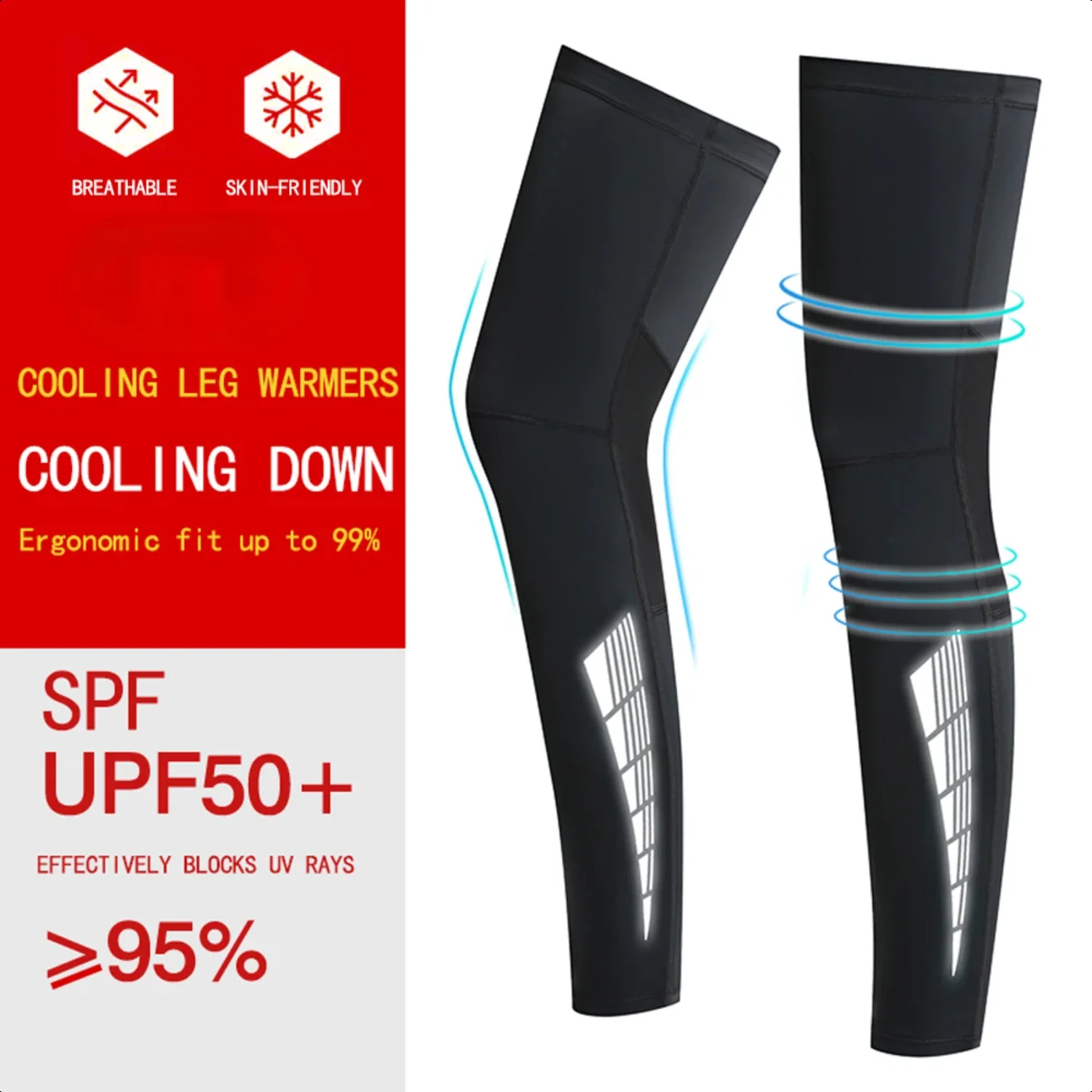 1 Pair Sun protection leg covers, non-slip, cycling, ice silk, breathable, quick-drying leg covers, basketball sports knee pads