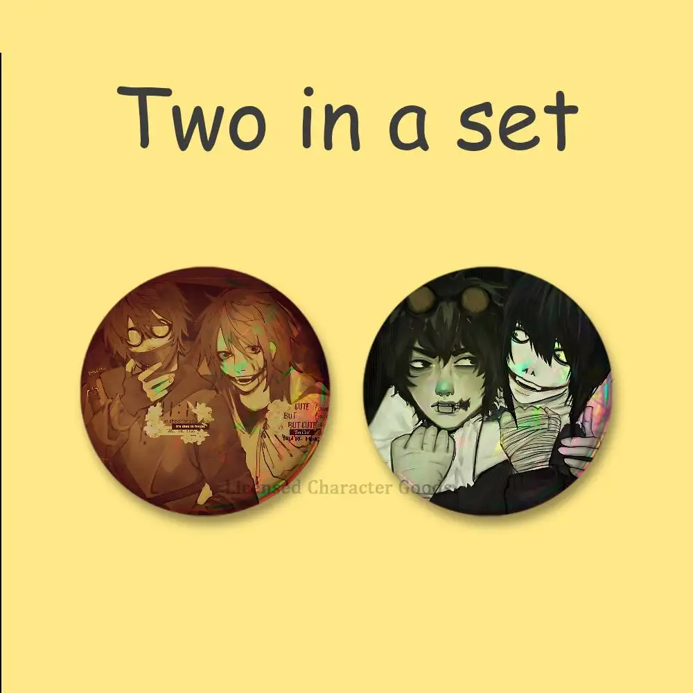 Creepypasta TICCI Jeff Jack 2-teiliges Set Abzeichen Anime-Merchandise Cosplay Nijigen Otaku-Kultur Groß 75 58 44 32 25 mm Mini – Detail 6