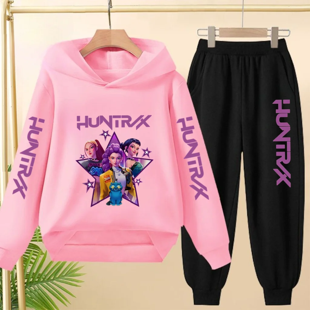 

The Cute and Mischievous Girl Group Printed Hooded Sweatshirt and Fashionable Hoodie Set Is Suitable for Boys Girls Aged 3 to 13