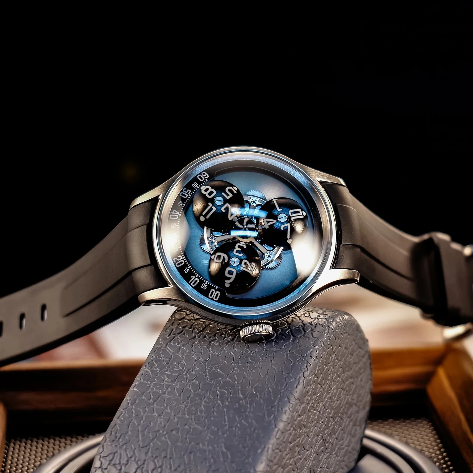 OBLVLO-Reloj de pulsera mecánico automático para hombre, accesorio de lujo, a la moda, con espejo de burbuja luminoso, resistente al agua hasta 50m, espejo de zafiro, 41MM