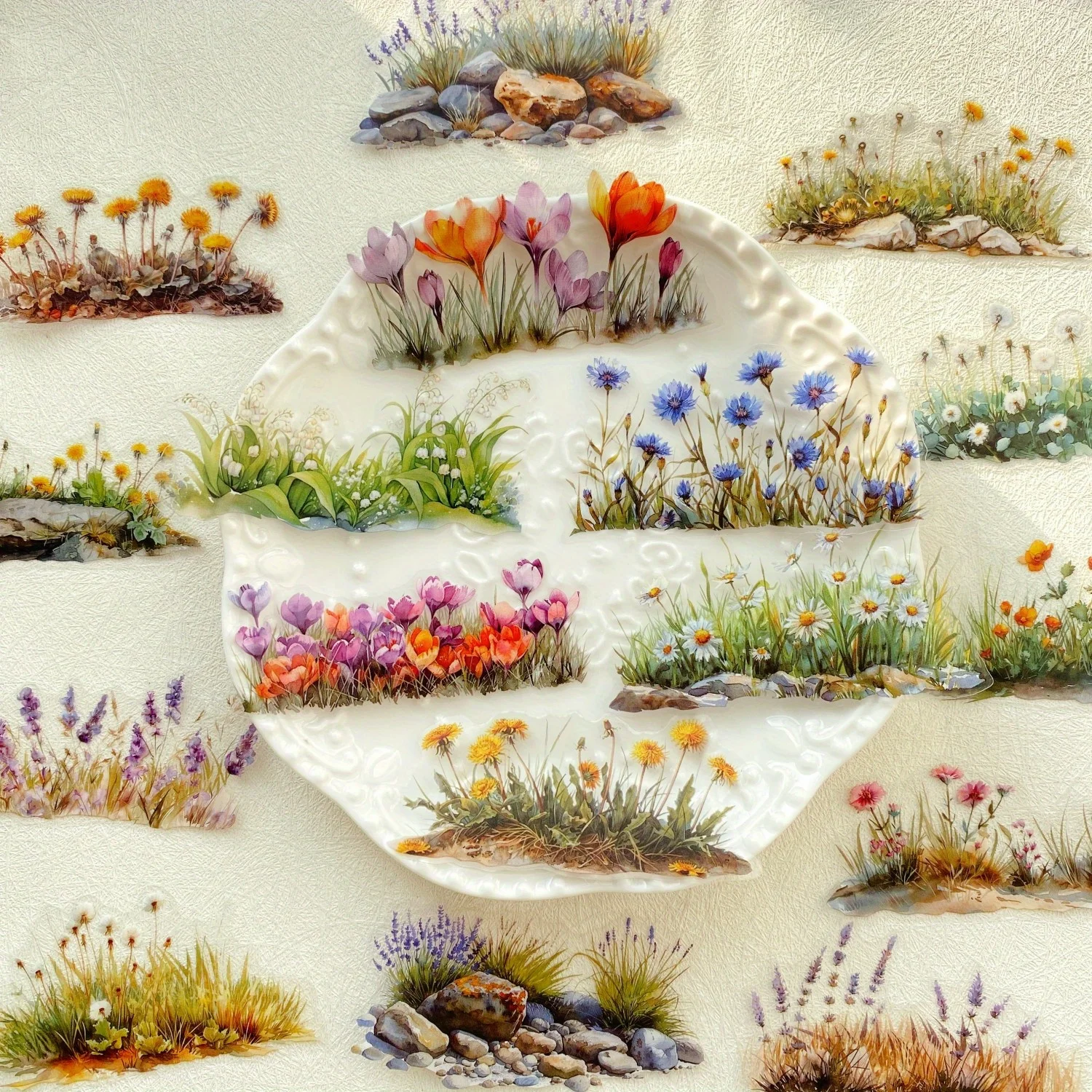 20 unidades/pacote flor pet adesivos plantas verdes pet adesivos mão conta diy decoração adesivos para planejador lixo diário colagem