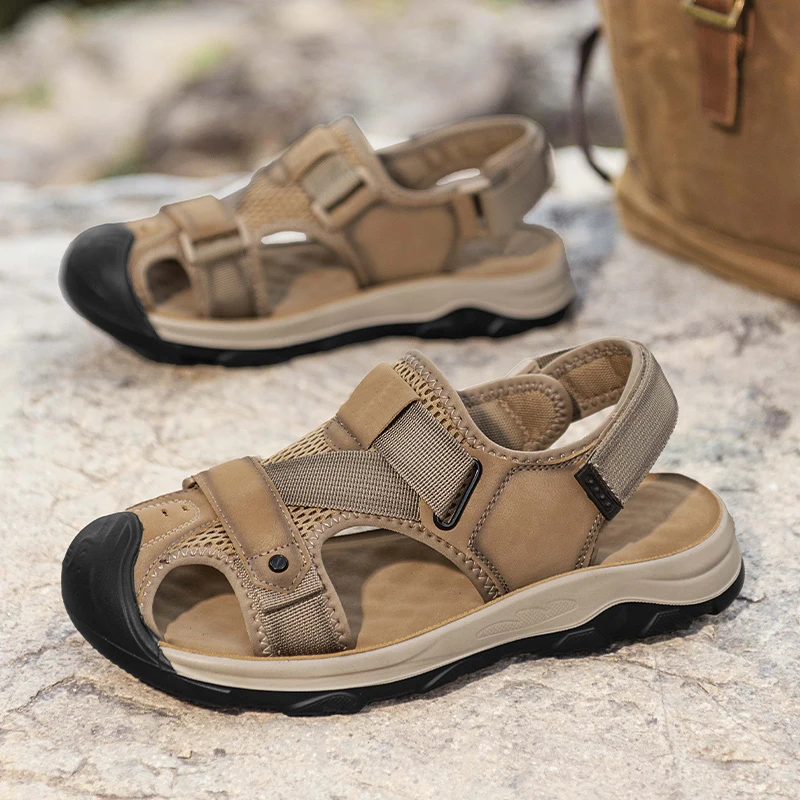 

Summer Men Sandals Leather Mens Casual Shoes Outdoor Men Leather Sandals for Men Beach Shoes Roman Shoes Sandalias Treking