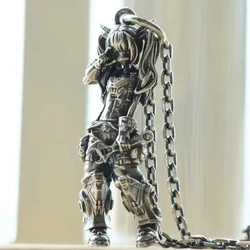 Verzilverde Anime Mecha Mooi Meisje Meisje Hanger Ketting Mannen en Vrouwen Hiphop Rock Punk Trendy Sieraden Cadeau