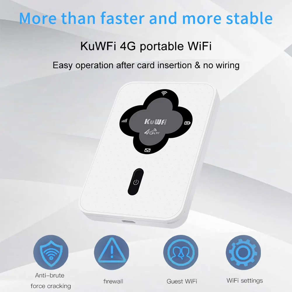 KuWFi 4G Mobile Router 150Mbps Wireless Wifi Lte Mini Modem Hotspot With SIM Card Slot Built-in Battery Support 10 Users