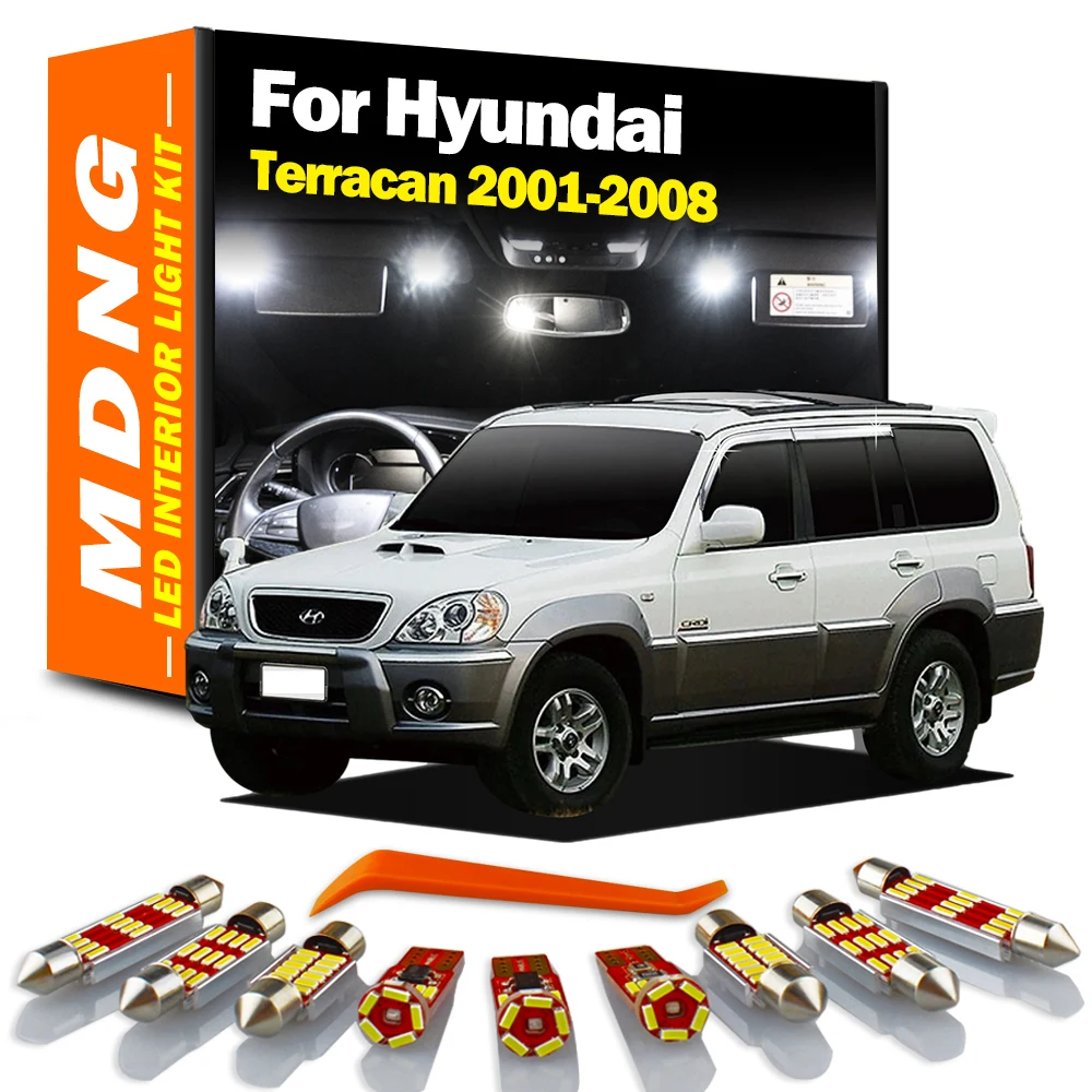 MDNG 12Pcs Canbus LED Bulbs Interior Map Door Dome Plate Light Kit For Hyundai Terracan 2001 2002 2003 2004 2005 2006 2007 2008