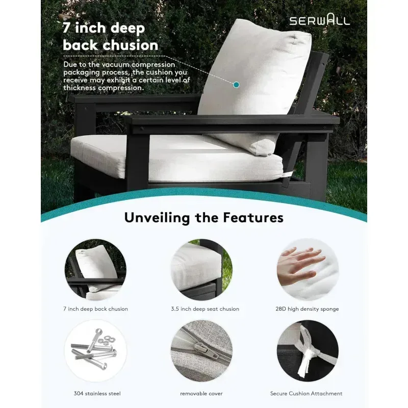 محادثة QAZ8-QSERWALL HDPE. 7 قطع أثاث خارجي مقطعي. طقم أريكة للفناء لجميع الأحوال الجوية #4