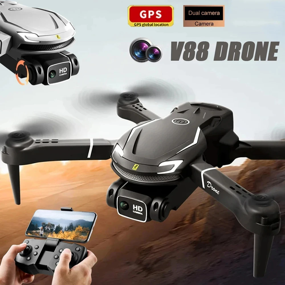 Lenovo V88 Drone Professional 8K 4K HD Dual Camera Foldable Helicopter Brushless Motor FPV Obstacle Avoidance Remote 10000m