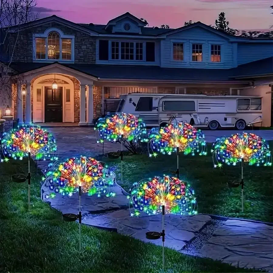 

150 LED Solar Power Firework Lights Fairy Christmas Lights Waterproof Outdoor Dandelion Lawn Lamp For Patio Garden Decor