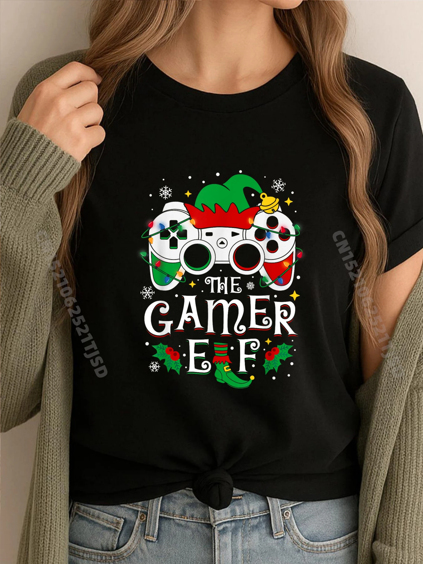 

Gamer Elf Matching Christmas Matching Family Video Gamer Cream T Shirt Natural Graphic T Shirts Slogan