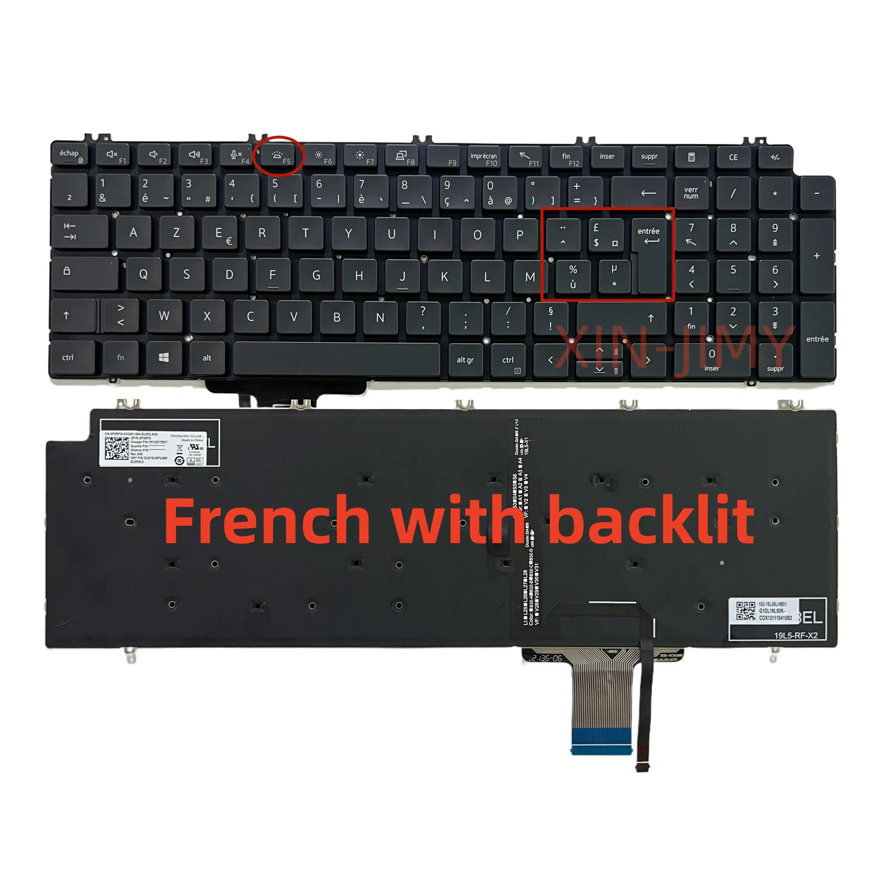 French Keyboard for DELL Precision 7750 7760 7550 7560 0KG9G3 0713DM 01WYH2 0P2K2J 0M8M7D 06H2H7 with Backlight