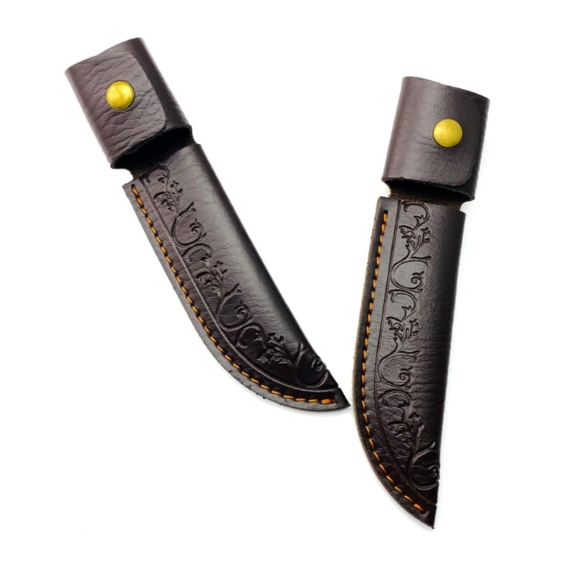 2pcs Pocket Leather Sheath Knife Case Fixed Blade Outdoor Knife Pouches Gift For Men Camping Picnic Storage Accessories