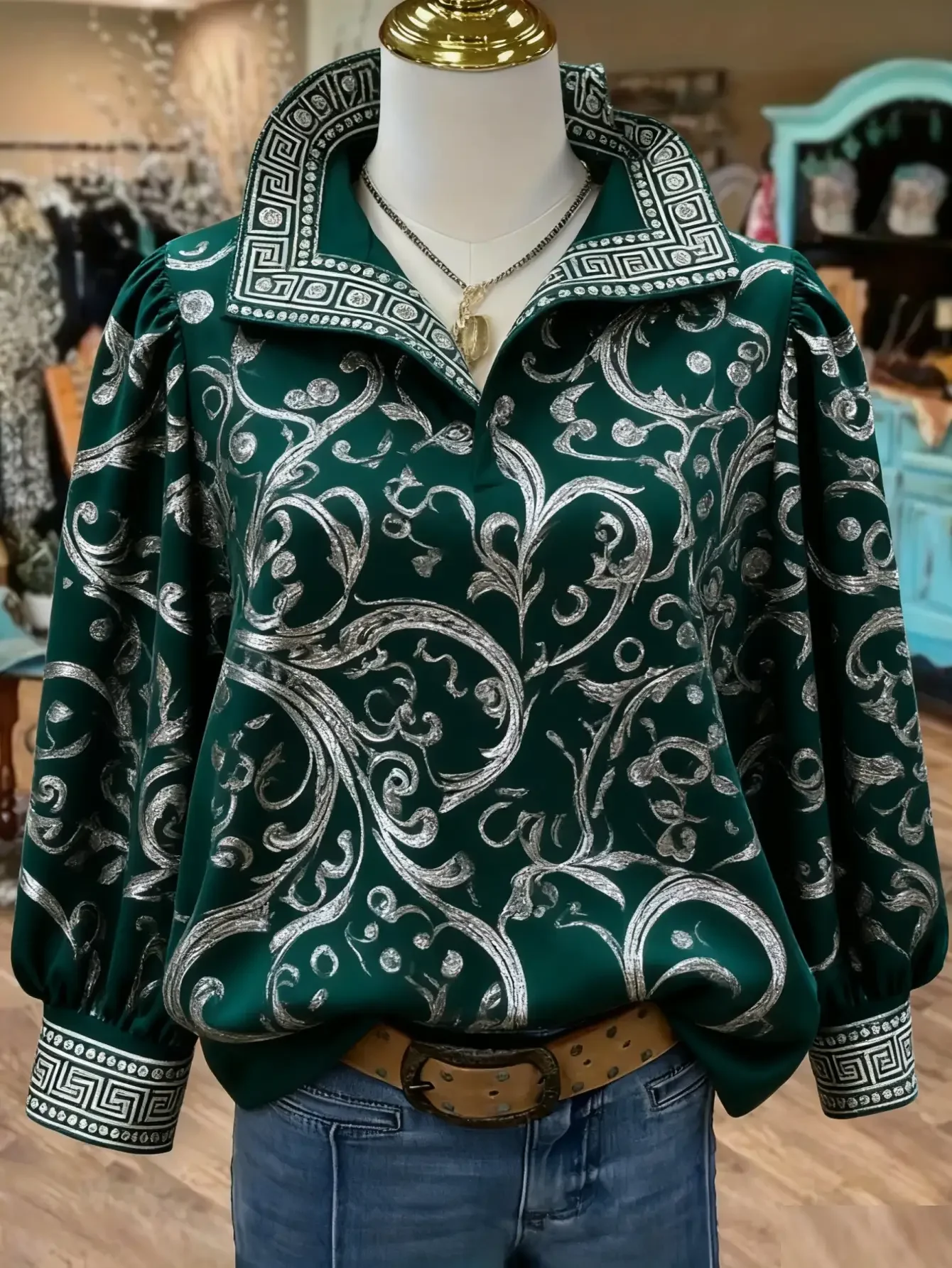 2026 Ladies' striped casual shirt with multi-color striped collar and Christmas Cat Pattern