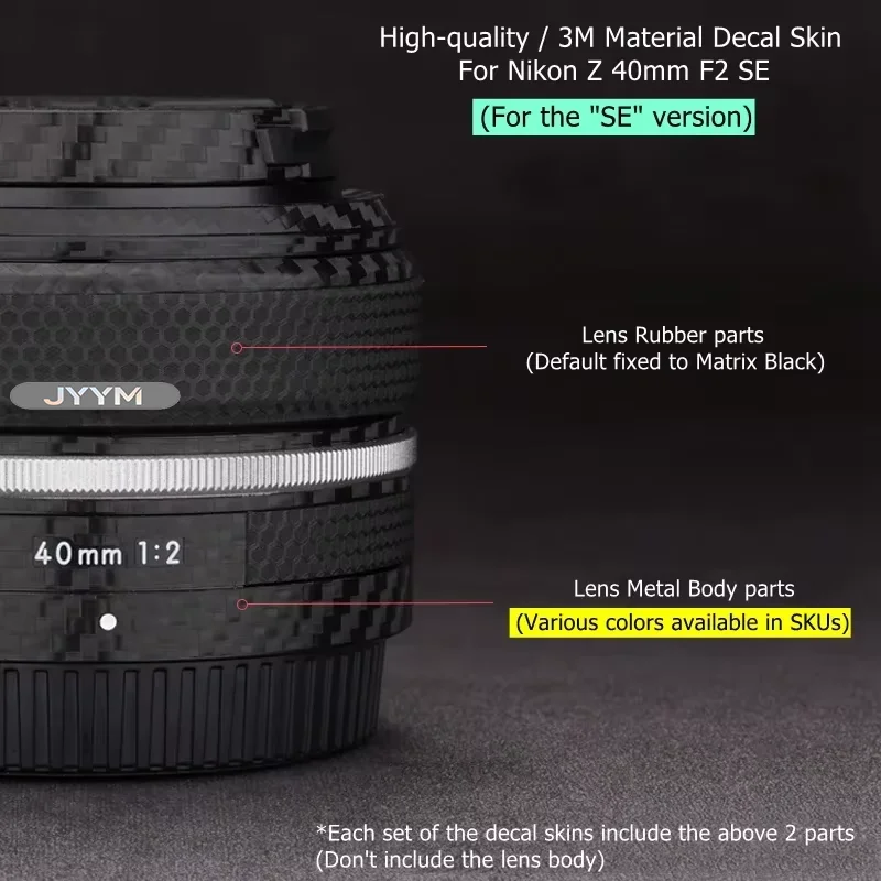 لنيكون Z 40 مللي متر F2 SE ملصق عدسة الكاميرا الجلد ملصق الفينيل التفاف المضادة للخدش طبقة رقيقة واقية معطف Z40 Z40mm 40 F/2 F2SE F/2SE #2