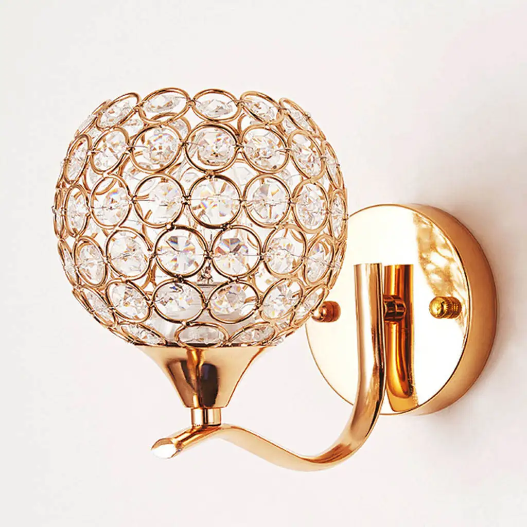 Candelabro de pared de cristal E27, lámpara Simple y creativa para dormitorio, mesita de noche, luces de cristal para decoración del hogar