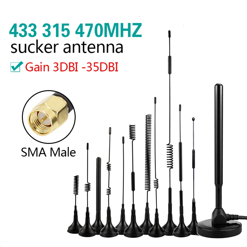 GWS lora 433mhz 315MHZ 470MHZ SMA MALE wireless module omnidirectional LORAWAN sucker antenna 3M RG174smart meter reading system