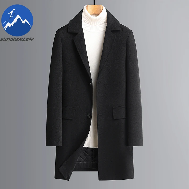 Maxbarley Premium Wool Coat Men Outdoor Office Windproof Wool Jacket Casual Daily Wear Thickened Warm Comfortable Outerwear