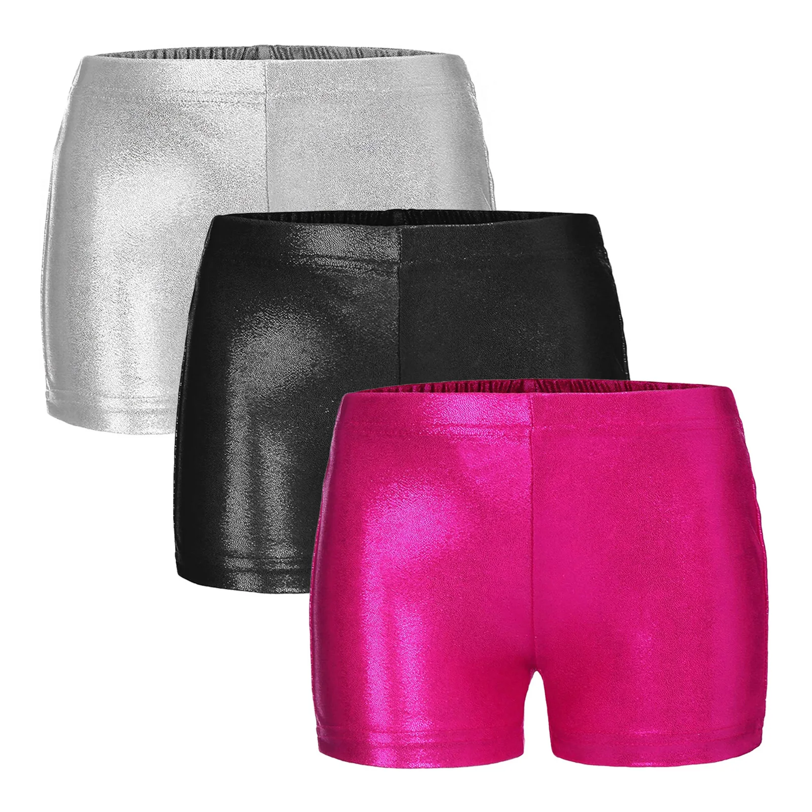 Kinder Mädchen helle Bronzing Shorts elastischen Bund einfarbigen Boxer Bottom Dance Stoff