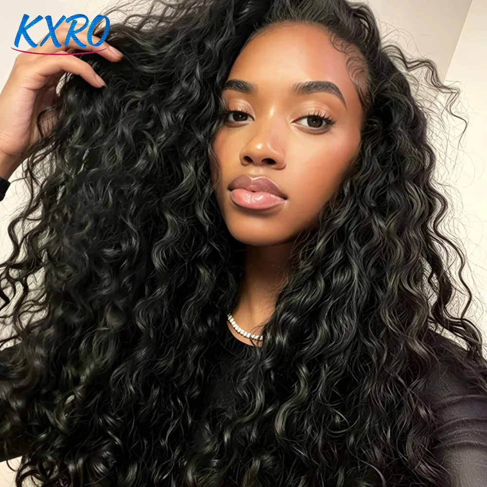 32 Inch Natural Black Curly Brazilian Remy Human Hair 3 In 1 Half Wig 200% Density  Leave Out Full Machine Made Seamless Clips Adjustable Drawstring Soft Bouncy Minimal Shedding Heat Resistant Wigs For Black Women