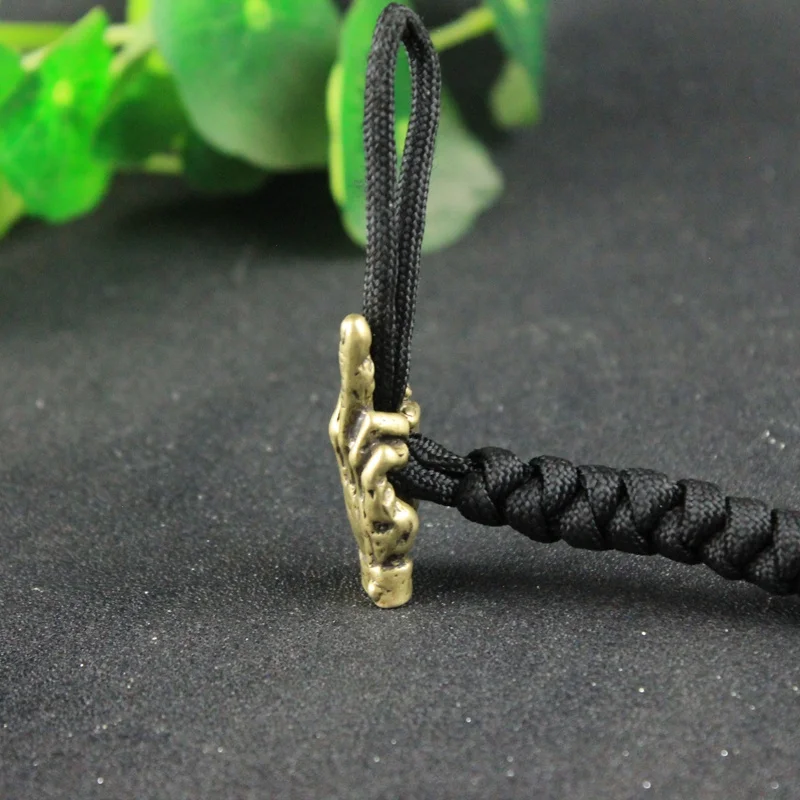 Brass Hand With Erect Middle Finger Up Paracord Beads DIY Umbrella Rope Bracelets Accessories Punk Retro Knife Lanyard Pendants