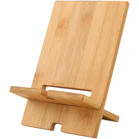 Desktop Bamboo Phone Holder Wooden Smartphone Charging Stand Multi Functional Lazy Stand for Desk Office Home Tablet Storage Use