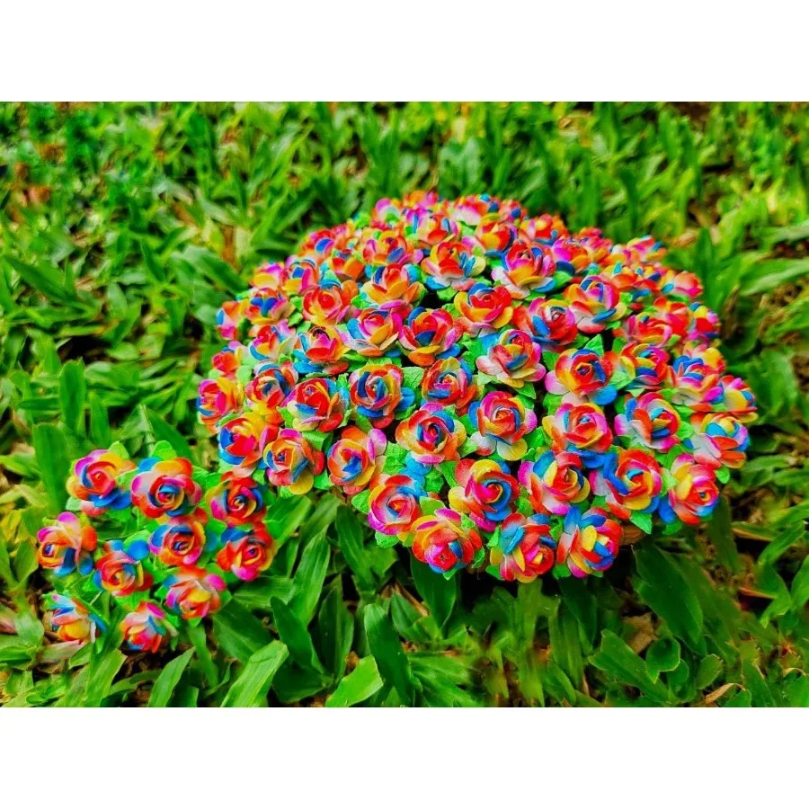 Mini Rose Kunstmatige Myerry Papieren Bloem Gemengde Kleur Toon Decoratieve Kleine Rozen Bloemen voor DIY Ambachten Projecten Scrapbooking W