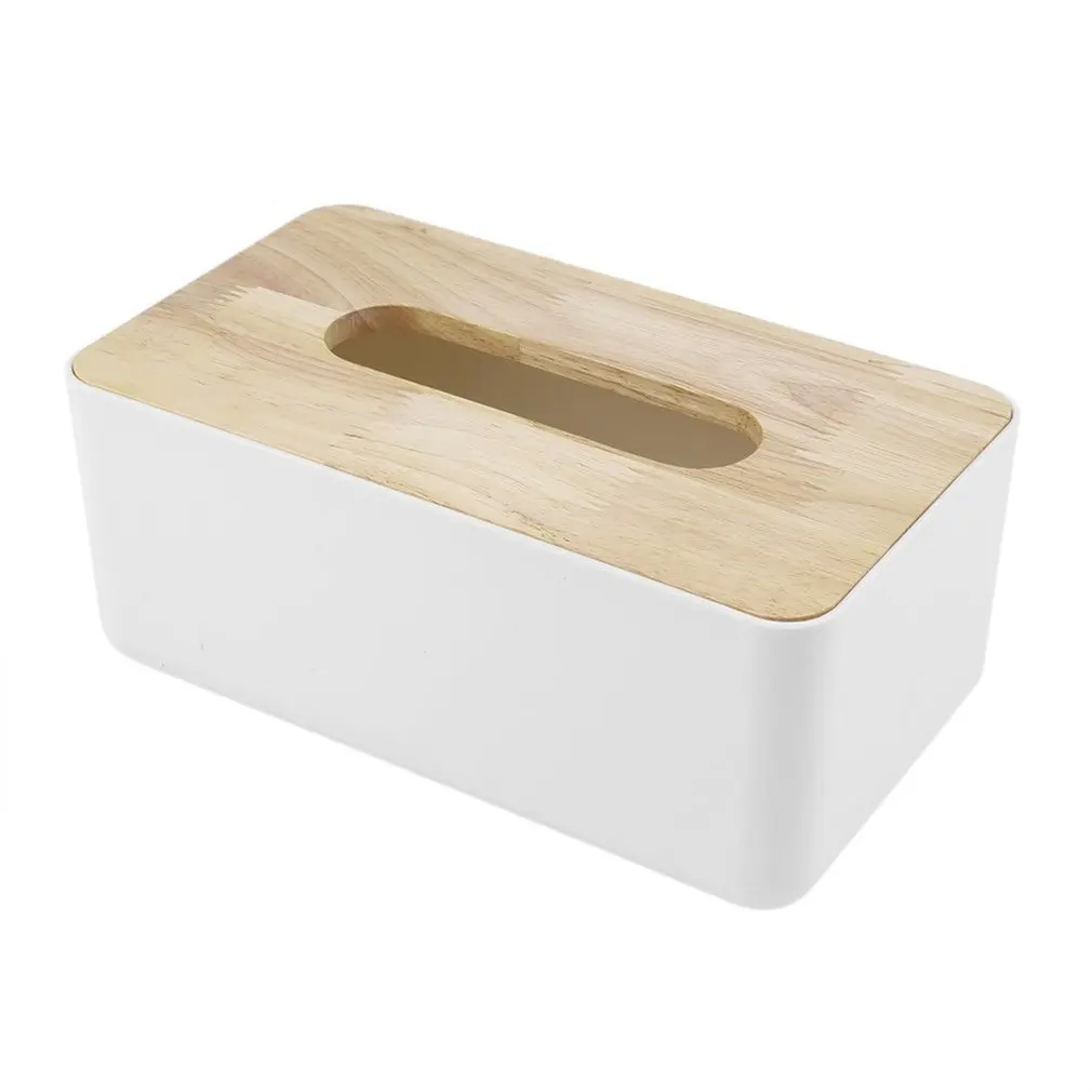 PP Oak Caixa De Tecido De Madeira Home Office Car Container Organizer Decoração Para Tecido Removível Forma Retângulo Simples