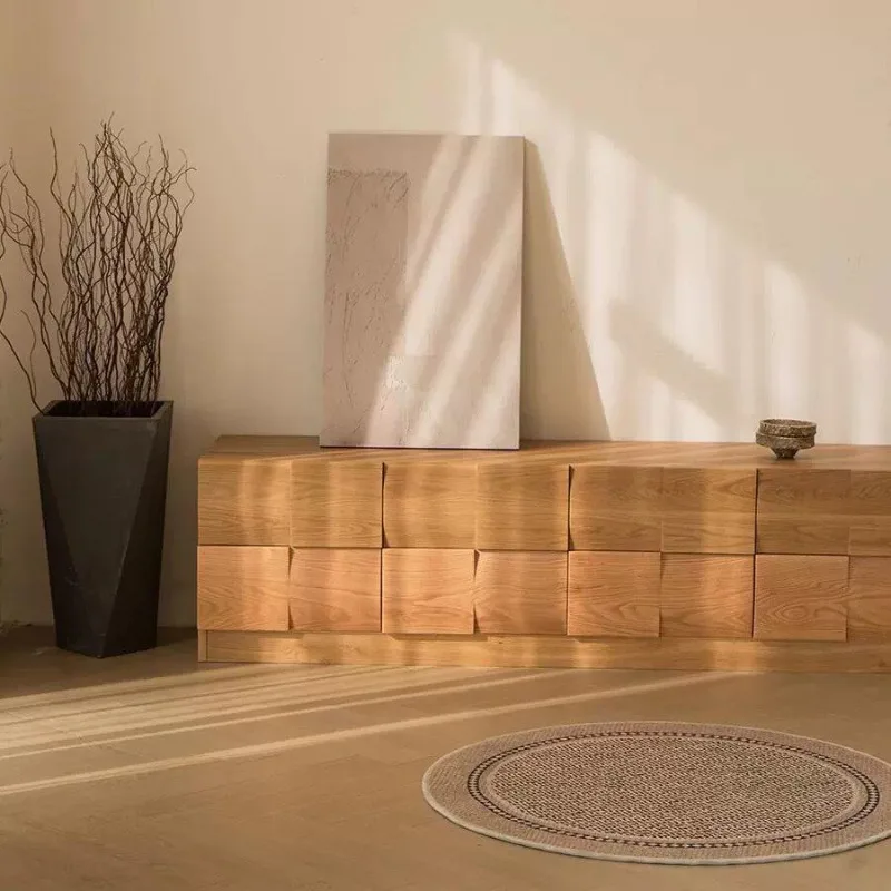 Wabi-Sabi-Stil TV-Ständer aus Massivholz, Kombination aus kleinen TV-Ständern, nordische minimalistische Wohnmöbel, Ein Fernseher ZY40DSG