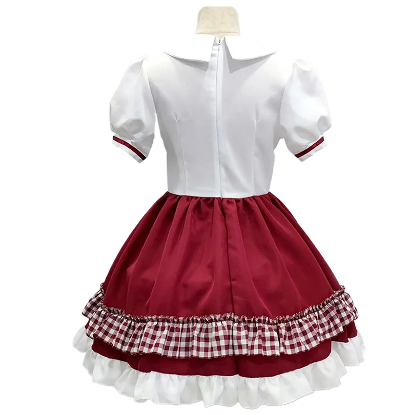 Vestido bonito de empregada Lolita para mulheres, capuchinho vermelho, traje cosplay, roupa para meninas