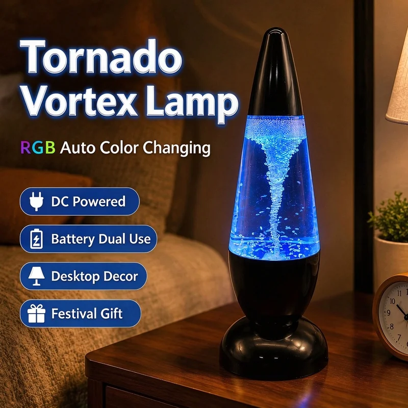 Tornado Vortex Lamp RGB Color Changing USB & Battery Dual Power Dimmable Desktop Night Light