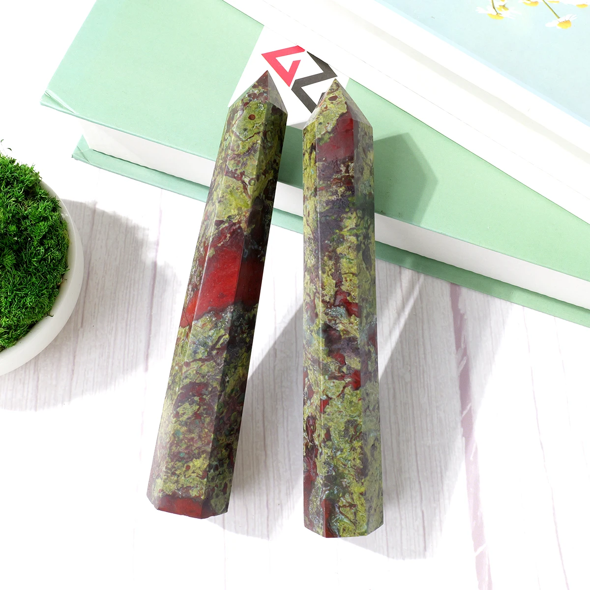 1pc Natural dragon blood stone crystal single pointed column crystal raw stone home decoration office desktop decoration
