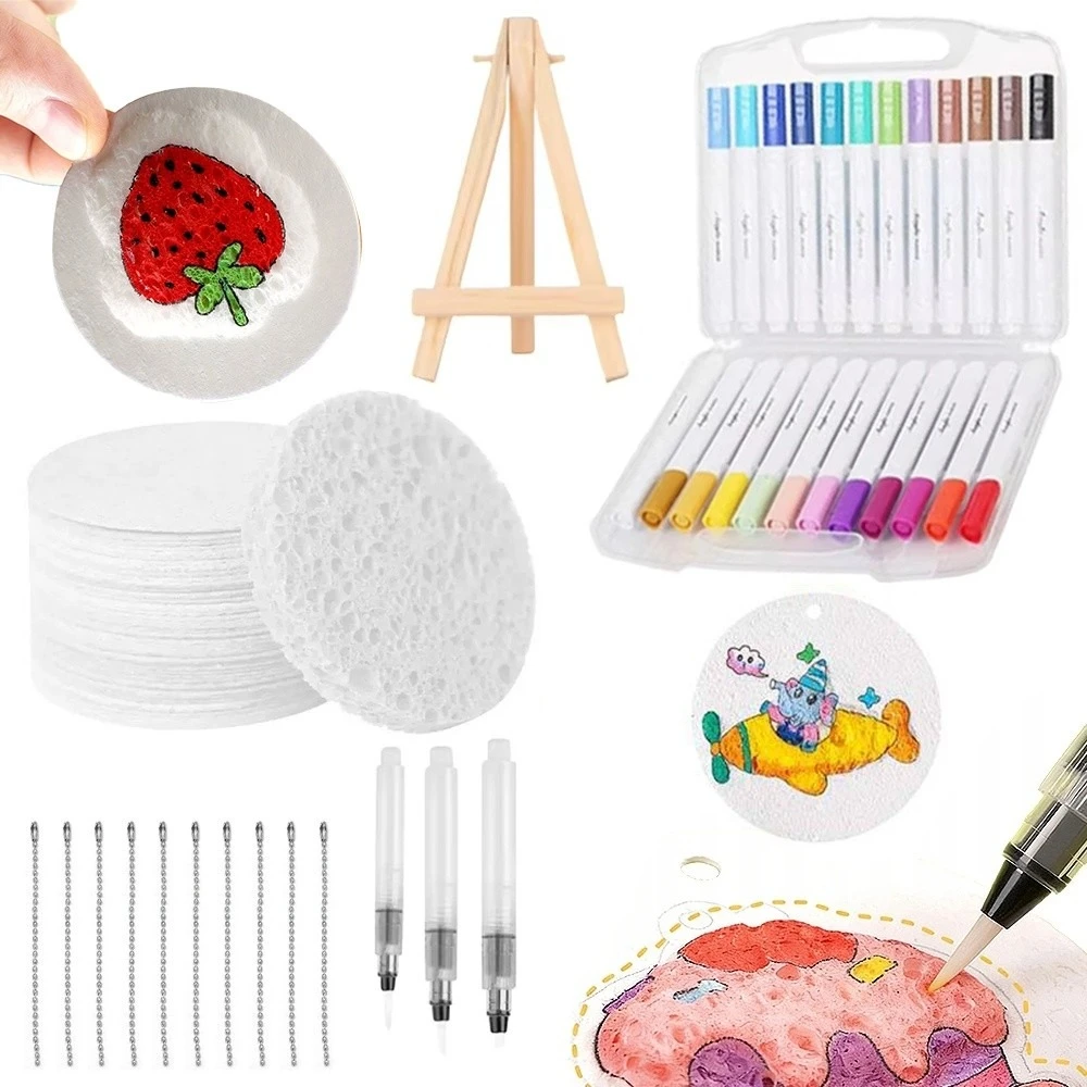 Colore Magico Gonfiato, Disegno 3D, Tela Magica, Spugna, Struttura in Schiuma, Carta da Disegno Vuota, Pennarelli Magici Gonfiati con 24 Marcatori