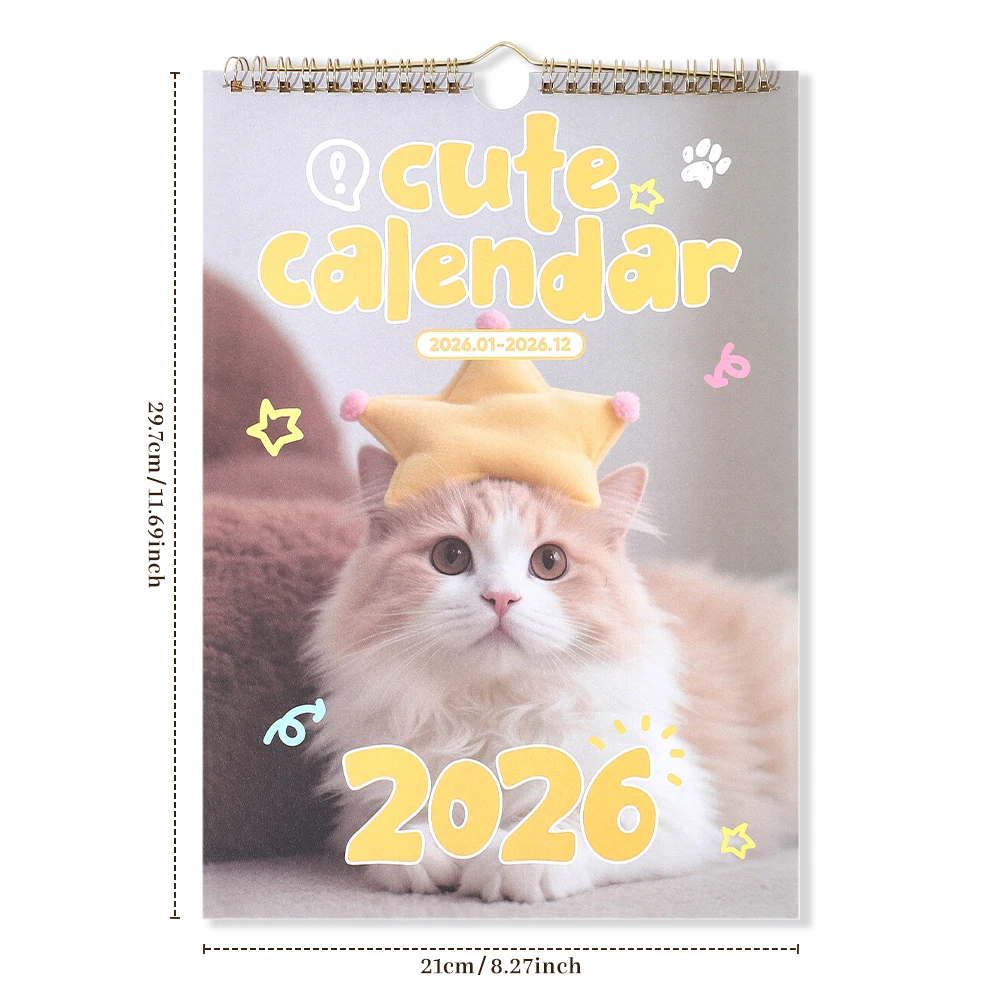 2026 A4 Wall Calendar Cute Animal Planning Calendar Paper Cover Daily Weekly Monthly Schedule Calendar For Home School Office