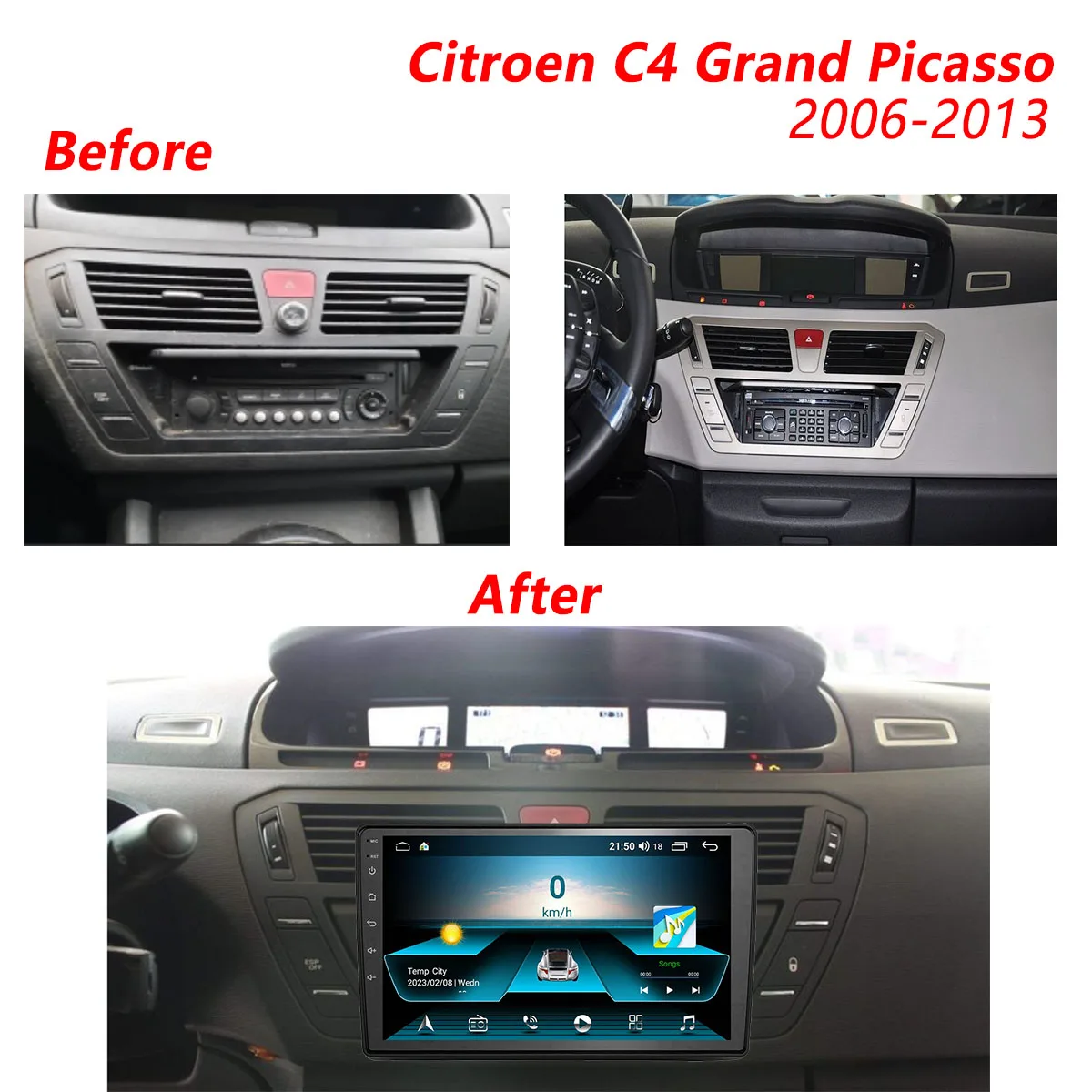 1Din Android Car Radio for Citroen C4 Grand Picasso 2006-2013 Stereo 4G CarPlay GPS Navigation Multimedia Video Player Head Unit