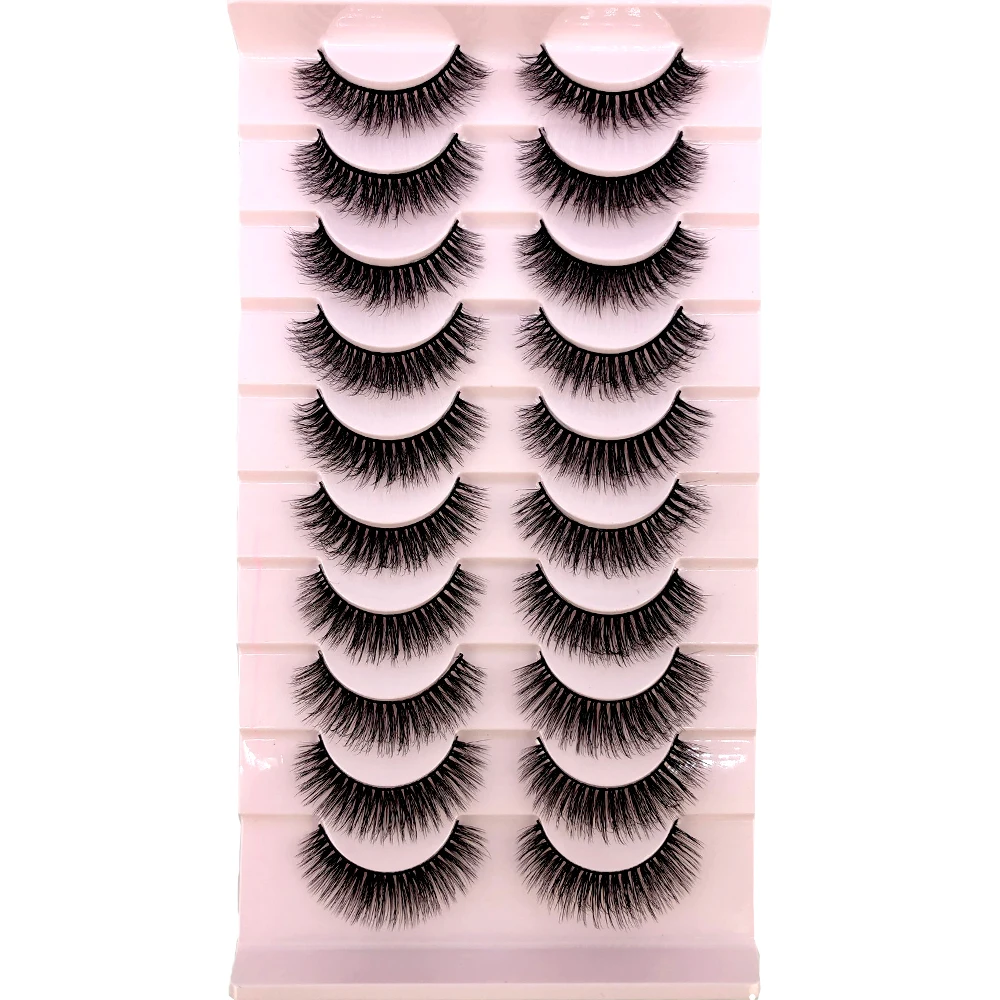 Neue 10 Paar 3D Faux Nerz Haar Falsche Wimpern Natürliche Unordentliche Wimpern Kreuzmuster Wispy Flauschige Wimpern Verlängerung Augen Make-Up-Tools – Detail 7