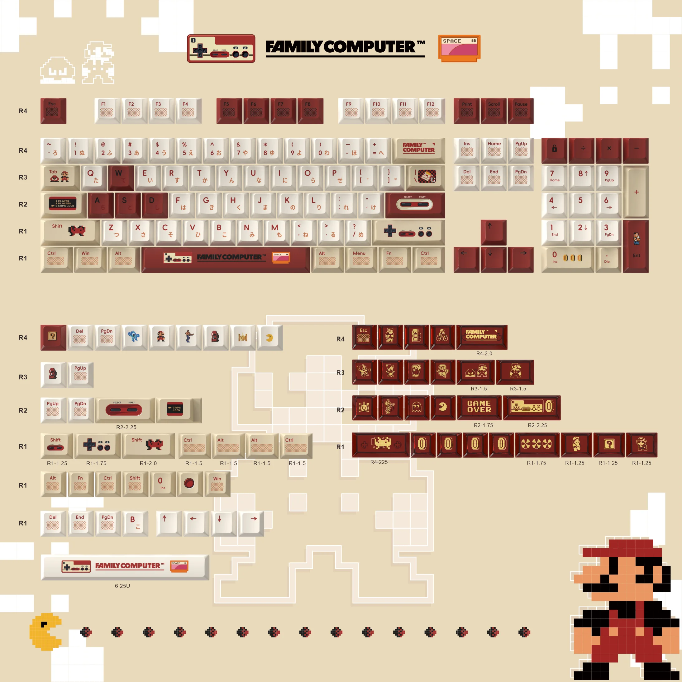 

Red and White Machine Custom Keycaps Chreey Sublimation 141 Keys PC Transparent Mixed Mechanical Key Game Keycaps