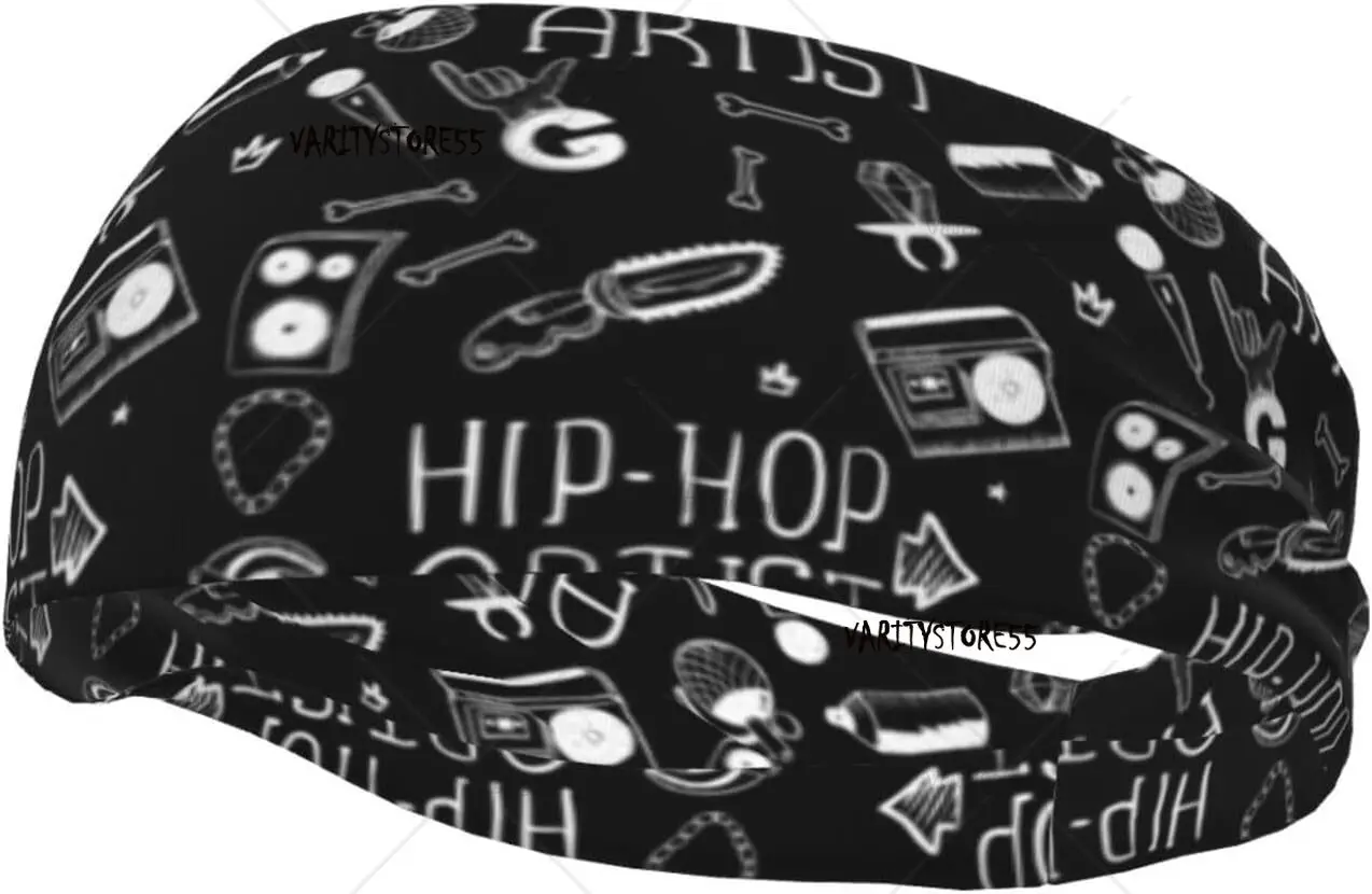 

Headband for Women Mens Rap Music Hip Hop Doodle Running Sweatband Stretchy Sweatband for Fishing