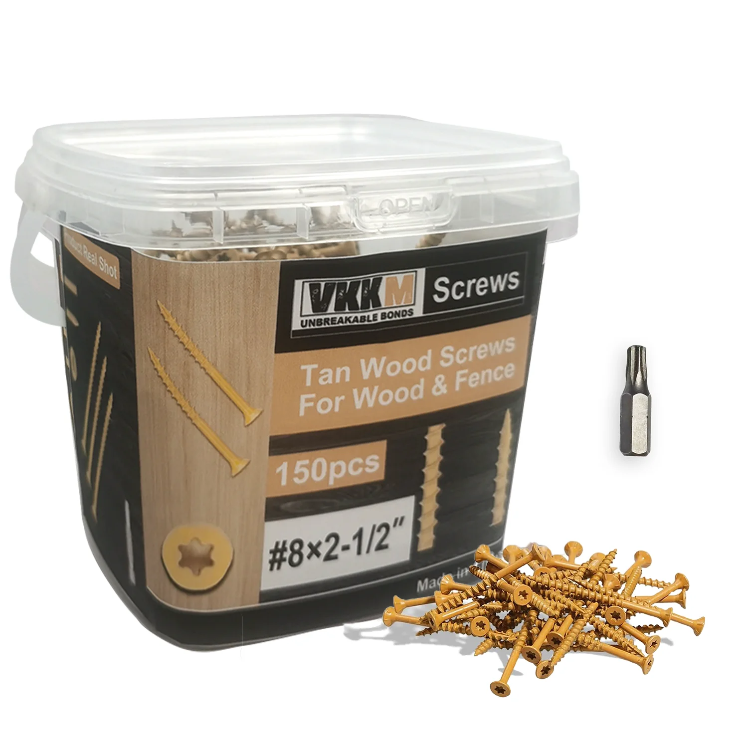 150 piezas # Tornillos estructurales de 8x2-1/2" - Acero al carbono Torx VKKM, ahorro a granel 40%, recubierto de zinc amarillo + broca T25 gratis incluida