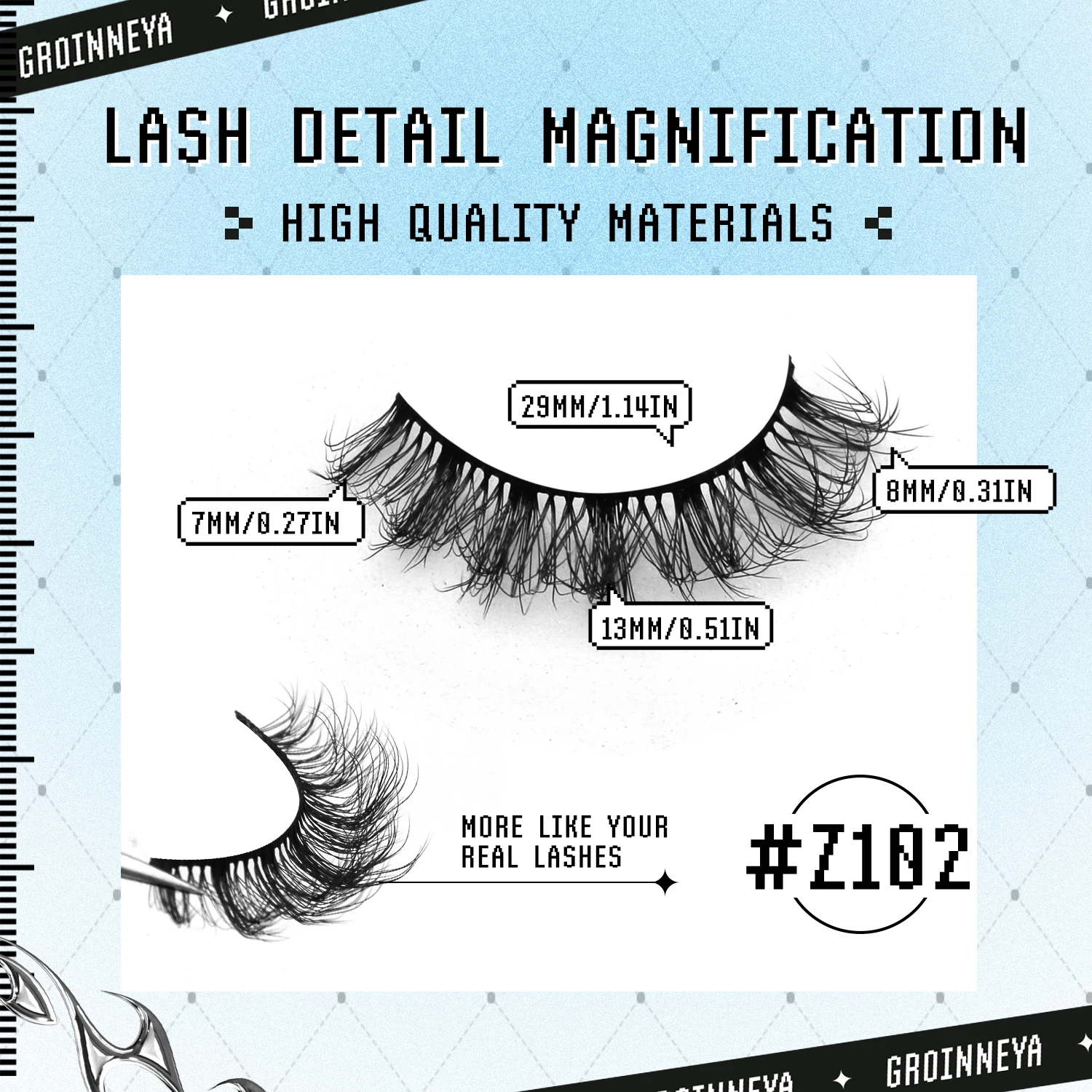 ขนตาปลอม GROINNEYA แบบขนแมว 3 มิติ ให้ความหนาแน่น เหมือนขนตาต่อ ขนตาปลอมมิงค์ ดูหนา นุ่ม งอนแบบ D