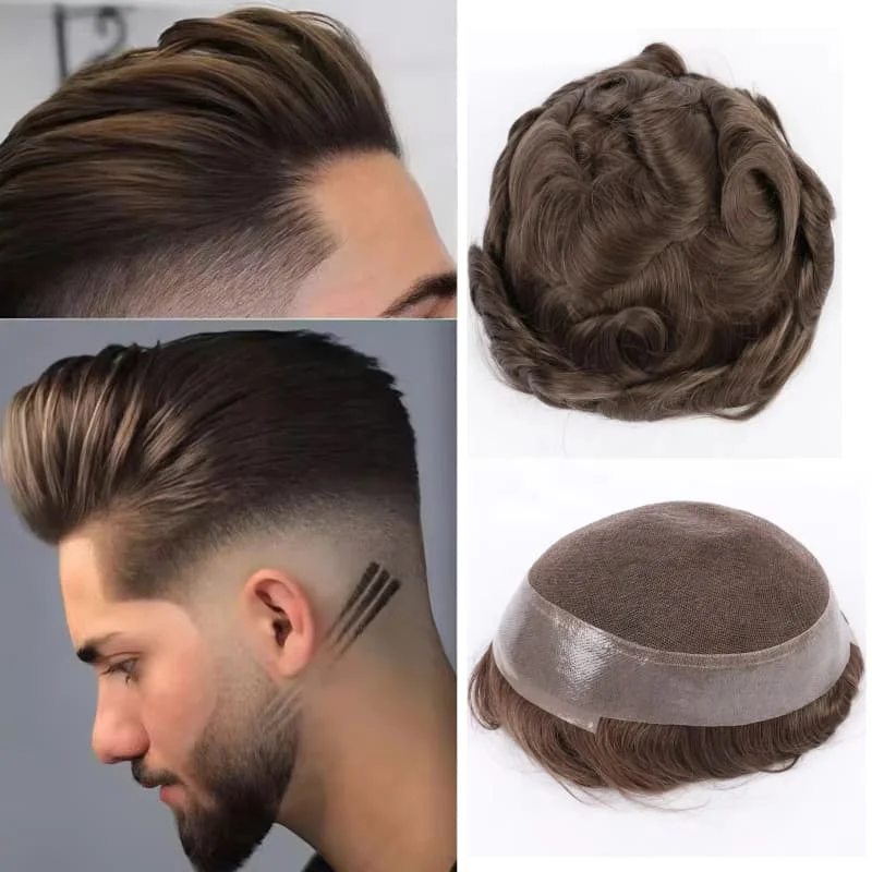 

# 1 # 1б # 4 # 7, натуральные черные, коричневые человеческие волосы, мужские парики, австралийский мужской парик, прочный французский кружевной парик из искусственной кожи вокруг мужского парика из волос